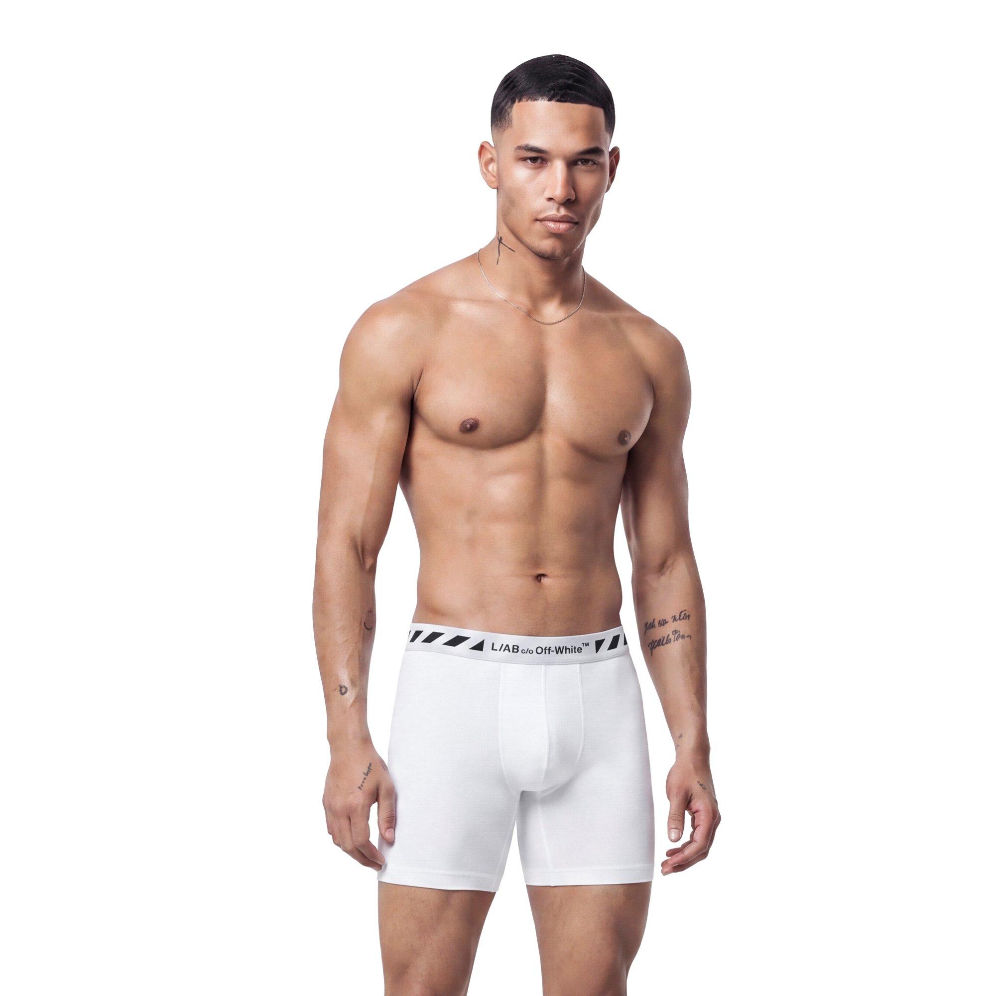 L/AB c/o Off-White Men's Diagonal 6" Boxer Briefs - White - WHITE